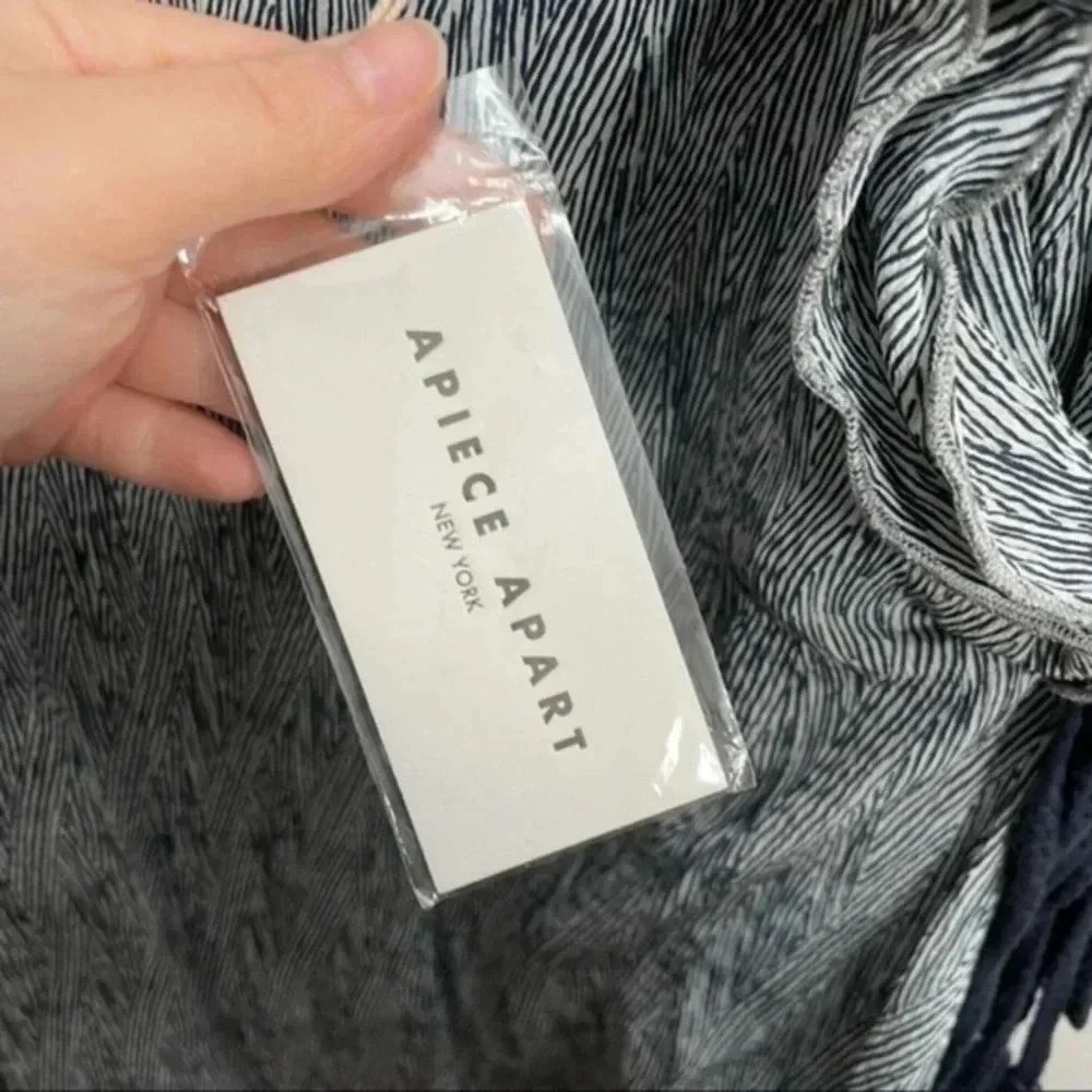 APIECE APART San Rafael Navy Print Ruffle Silk Dress 8 - Picture 8 of 8